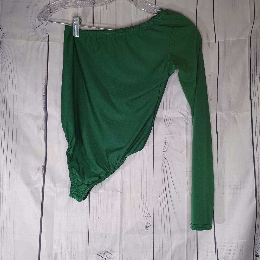 Pretty Little Thing Green Long Sleeve One Shoulder Party Festival Bodysuit